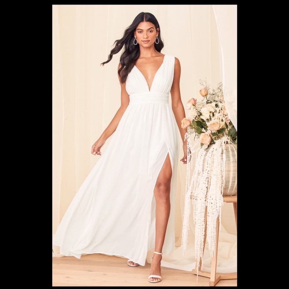 Lulus Heavenly Hues White Maxi-Engagement-Bridal-Wedding Dress